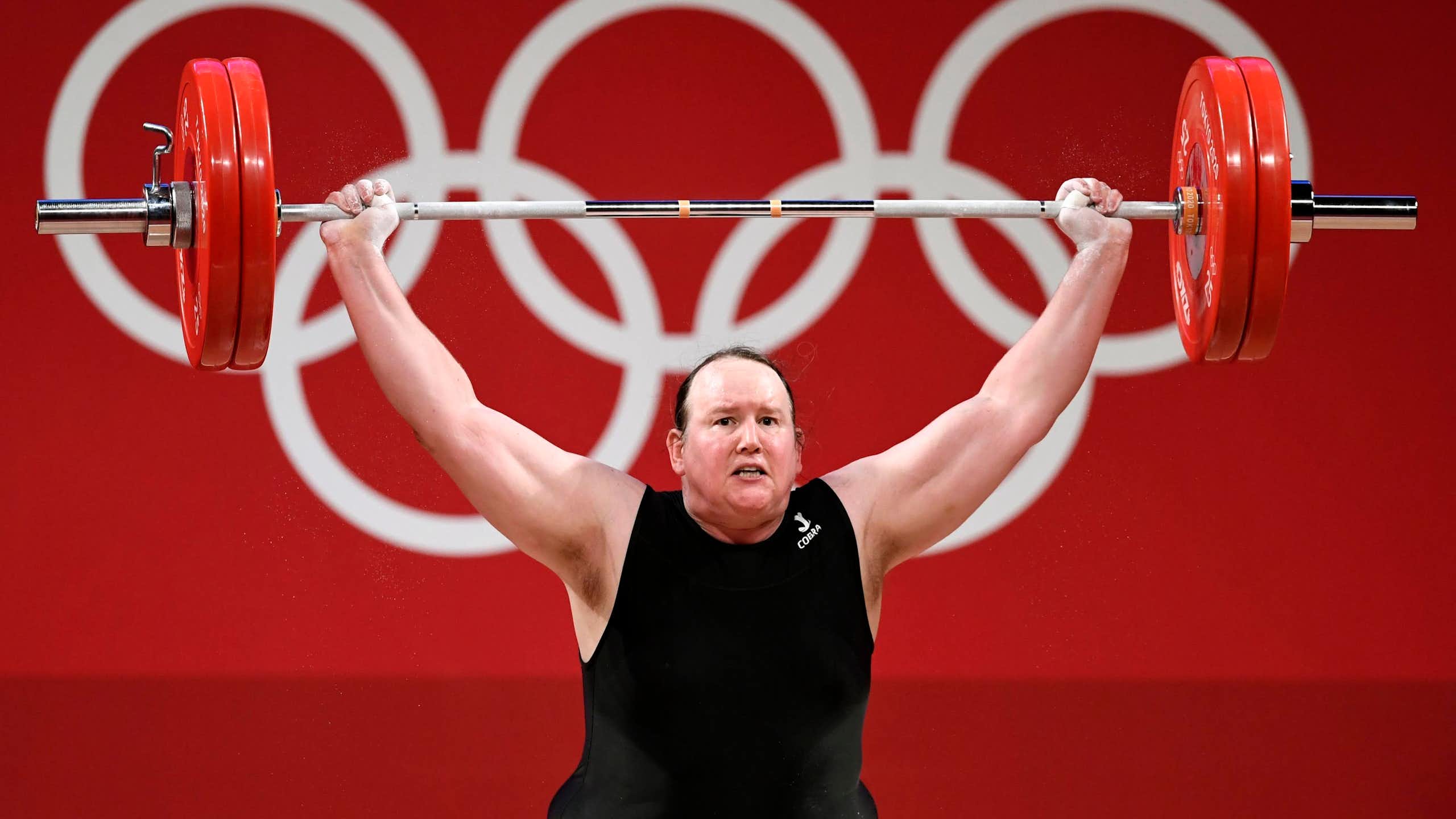New Zealand's Laurel Hubbard competes at the Tokyo Olympics.